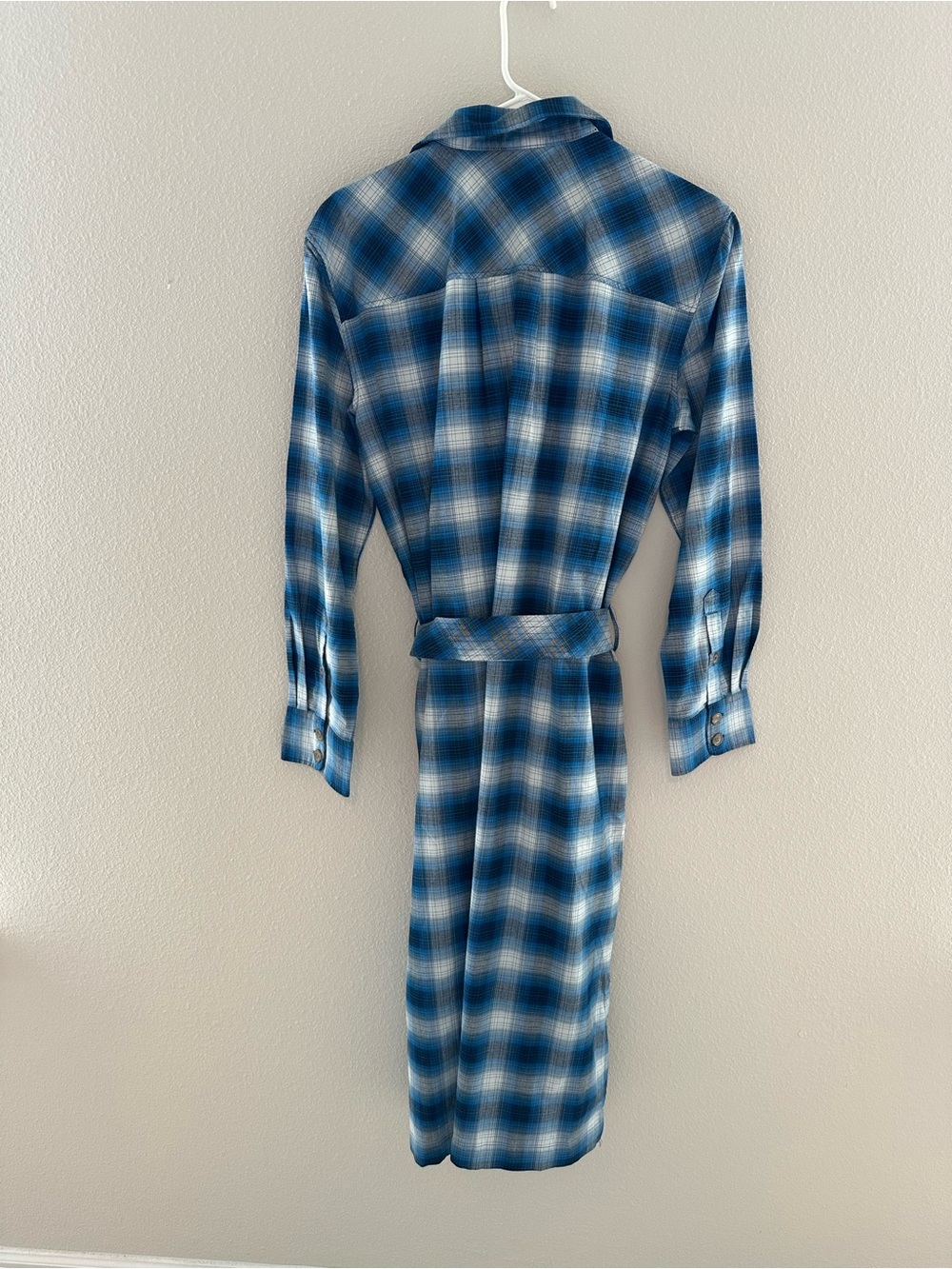 Tommy Hilfiger Blue Plaid Button-Front Maxi Shirt Dress - Picture 5 of 9